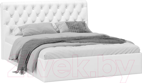Изображение товара Двуспальная кровать ТриЯ Скарлет универсальная тип 1 с ПМ и заглушиной 160x200 (кожзам белый)