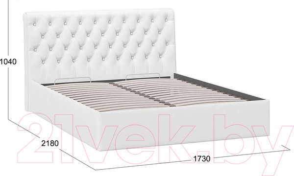 Изображение товара Двуспальная кровать ТриЯ Скарлет универсальная тип 1 с ПМ и заглушиной 160x200 (кожзам белый)