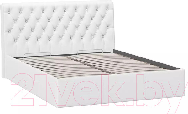 Изображение товара Двуспальная кровать ТриЯ Скарлет универсальная тип 1 с ПМ и заглушиной 160x200 (кожзам белый)