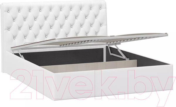 Изображение товара Двуспальная кровать ТриЯ Скарлет универсальная тип 1 с ПМ и заглушиной 160x200 (кожзам белый)
