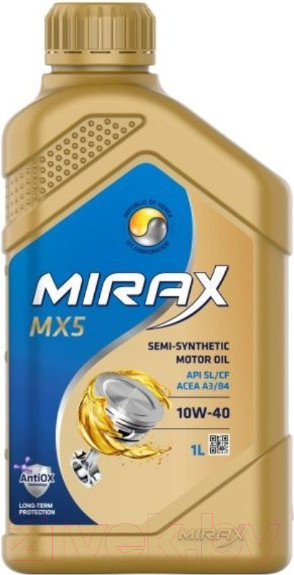 Изображение товара Моторное масло MIRAX MX5 10W40 SL/CF A3/B4 / 607022 (1л)