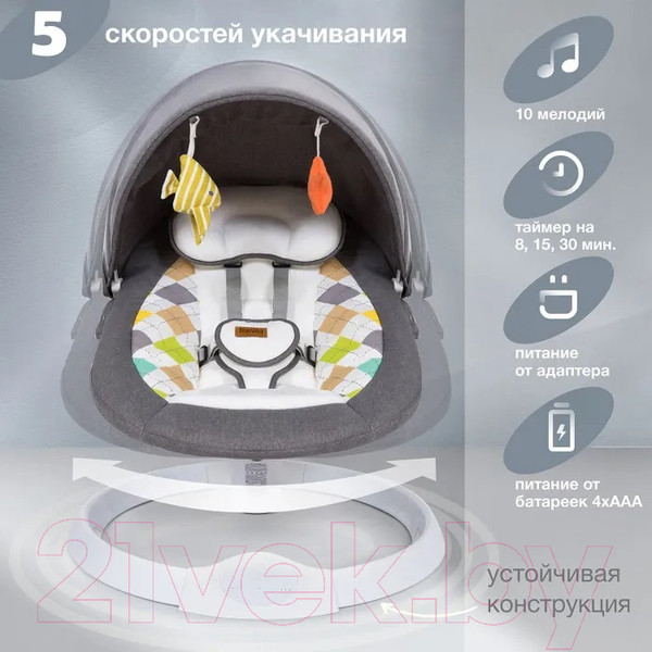 Изображение товара Детский шезлонг Nuovita Attento А1 (серый/белый)