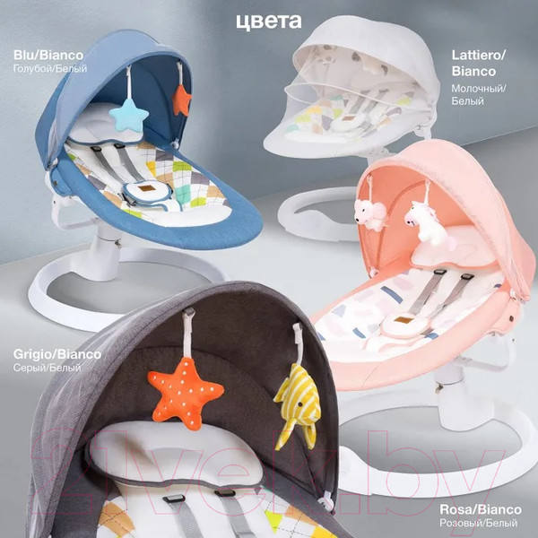 Изображение товара Детский шезлонг Nuovita Attento А1 (голубой/белый)