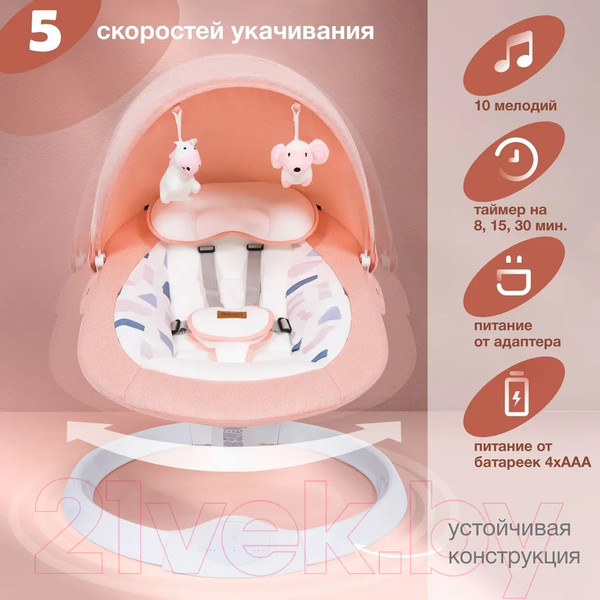 Изображение товара Детский шезлонг Nuovita Attento А1 (розовый/белый)