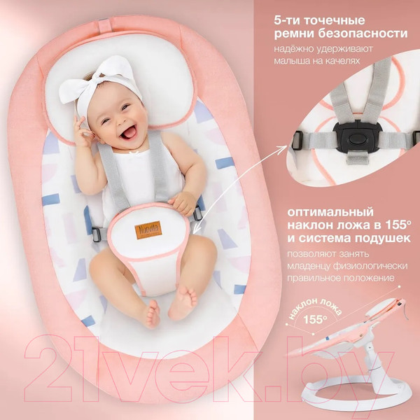 Изображение товара Детский шезлонг Nuovita Attento А1 (розовый/белый)