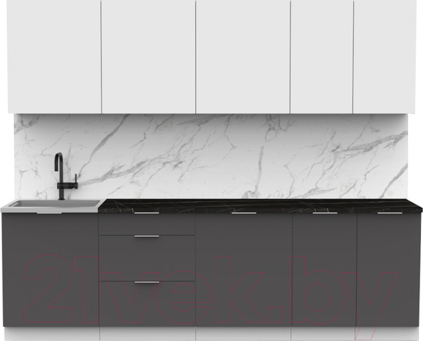 Изображение товара Кухонный гарнитур Интермебель Микс Топ-9 2.6м (белый премиум/графит серый/тунис)