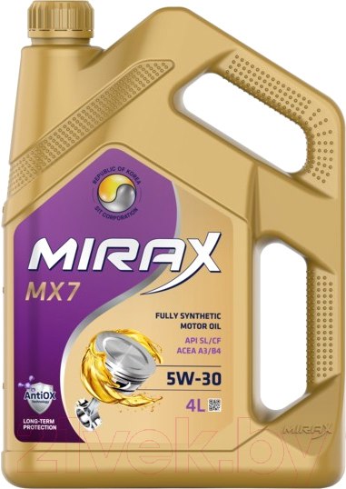Изображение товара Моторное масло MIRAX MX7 5W30 SL/CF A3/B4 / 607027 (4л)
