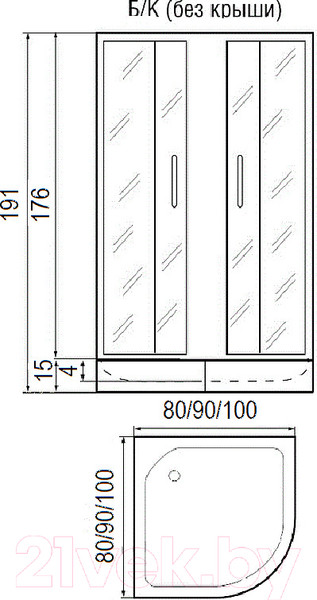 Изображение товара Душевой уголок RIVER Don Light 80/15 MT (с поддоном)