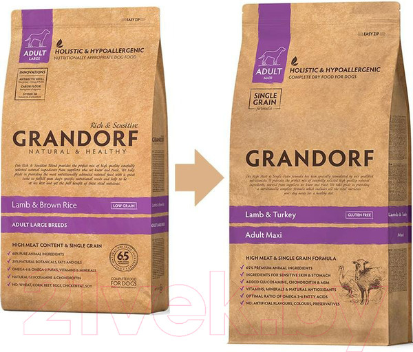 Изображение товара Сухой корм для собак Grandorf Maxi Breeds Lamb&Turkey (3кг)