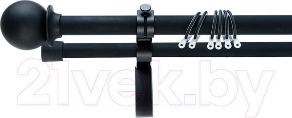 Изображение товара Карниз для штор Merry Bear Home Decor Аляска двойной (2.4м, черный матовый)