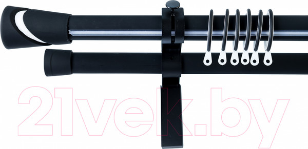 Изображение товара Карниз для штор Merry Bear Home Decor Стамбул двойной (2.4м, черный/белый матовый)