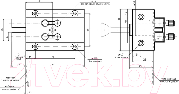 Изображение товара Замок накладной Делга Комаз ПХК Прямой ход Реечный