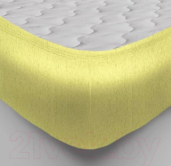 Изображение товара Простыня Luxsonia Махра на резинке 200x200 / Мр0020-3 (нежно-желтый)