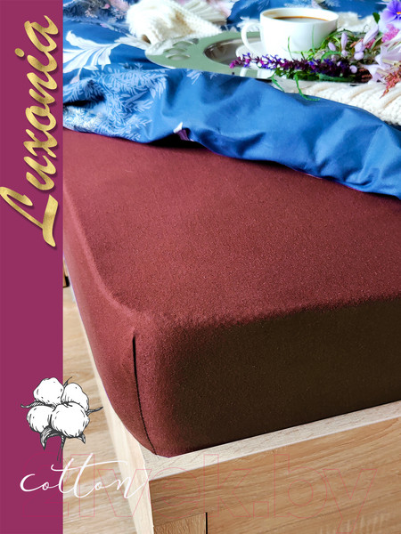 Изображение товара Простыня Luxsonia Трикотаж на резинке 120x200 / Мр0010-21 (шоколадный)