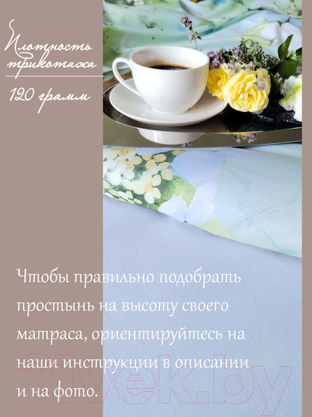 Изображение товара Простыня Luxsonia Трикотаж на резинке 120x200 / Мр0010-8 (голубой)