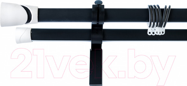 Изображение товара Карниз для штор Merry Bear Home Decor Стамбул двойной (3.0м, белый/черный матовый)