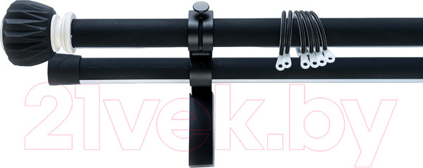 Изображение товара Карниз для штор Merry Bear Home Decor Мумбаи двойной (2.0м, черный/белый матовый)