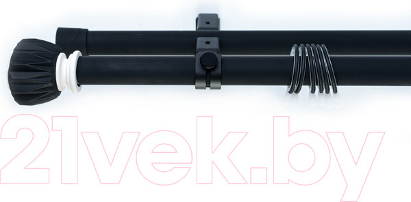 Изображение товара Карниз для штор Merry Bear Home Decor Мумбаи двойной (2.0м, черный/белый матовый)