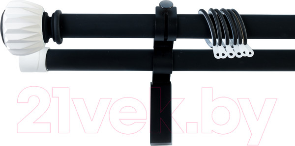 Изображение товара Карниз для штор Merry Bear Home Decor Мумбаи двойной (3.0м, белый/черный матовый)