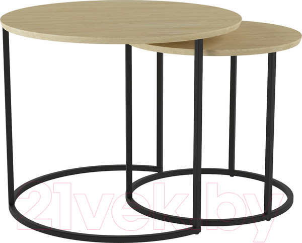 Изображение товара Комплект журнальных столиков Калифорния мебель Лесли (дуб янтарный/черный)