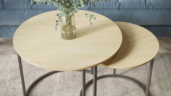 Изображение товара Комплект журнальных столиков Калифорния мебель Лесли (дуб янтарный/черный)