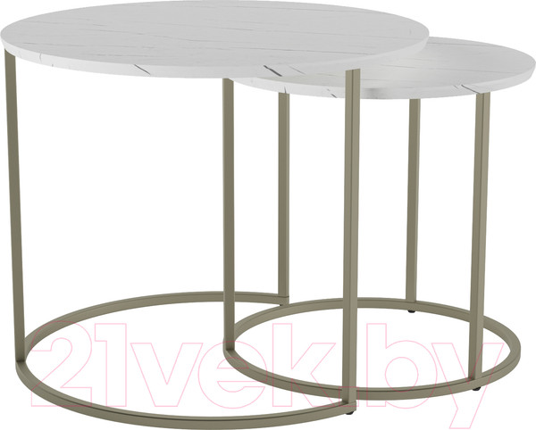Изображение товара Комплект журнальных столиков Калифорния мебель Лесли (белый мрамор/титан)