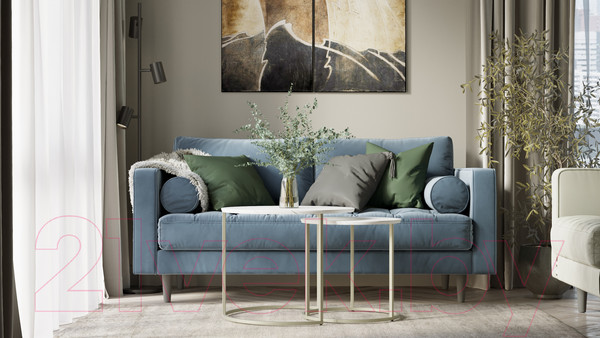 Изображение товара Комплект журнальных столиков Калифорния мебель Лесли (белый мрамор/титан)