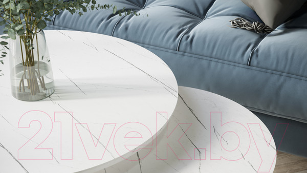 Изображение товара Комплект журнальных столиков Калифорния мебель Лесли (белый мрамор/титан)