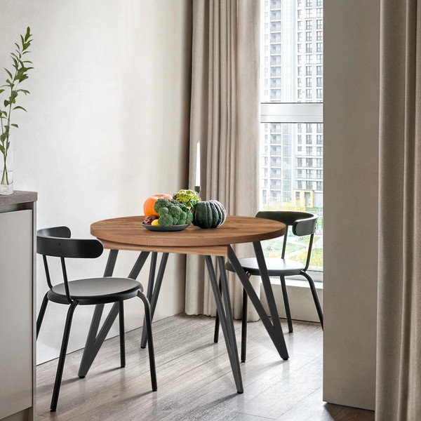 Изображение товара Обеденный стол Millwood Женева 3 D раздвижной D110-150x110x75 (дуб табачный Craft/металл черный)