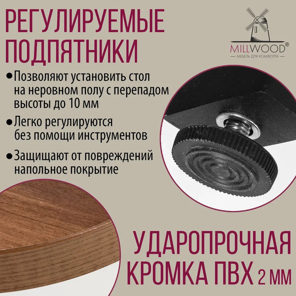 Изображение товара Обеденный стол Millwood Женева 3 D раздвижной D110-150x110x75 (дуб табачный Craft/металл черный)