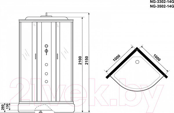 Изображение товара Душевая кабина Niagara NG-3502-14F 100x100 (тонированное стекло)