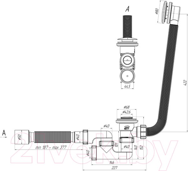 Изображение товара Сифон Ани Пласт EC255BL