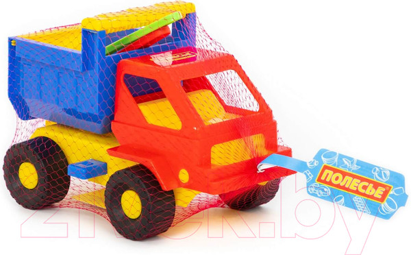 Изображение товара Набор игрушек для песочницы Полесье Самосвал Кузя с лопаткой и грабельками / 1276