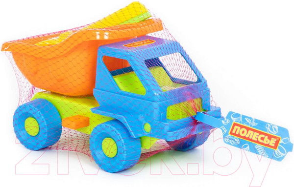 Изображение товара Набор игрушек для песочницы Полесье Самосвал Кузя-2 с совком и грабельками / 2808