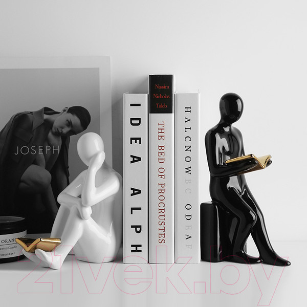Изображение товара Ограничитель для книг Merry Bear Home Decor Читающая пара Черное и белое / 30001263