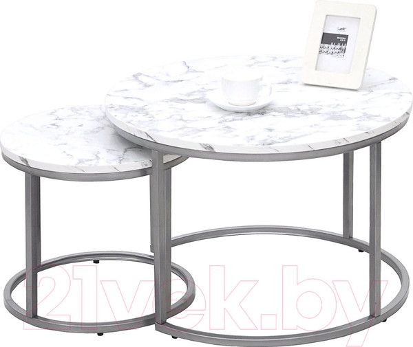 Изображение товара Комплект журнальных столиков Halmar Paola / V-CH-PAOLA-LAW-SREBRNY (мрамор/серебристый)