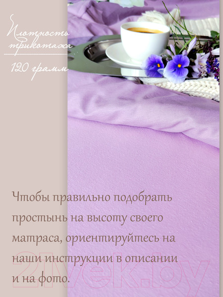 Изображение товара Простыня Luxsonia Трикотаж на резинке 200x200 / Мр0010-37 (лиловый)