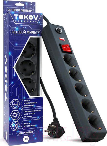 Изображение товара Сетевой фильтр Tokov Electric TKE-C06-SF5-3-ZV