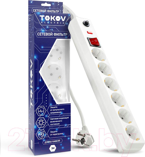 Изображение товара Сетевой фильтр Tokov Electric TKE-C01-SF6-3-ZV