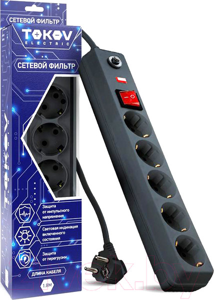 Изображение товара Сетевой фильтр Tokov Electric TKE-C06-SF5-1.8-ZV
