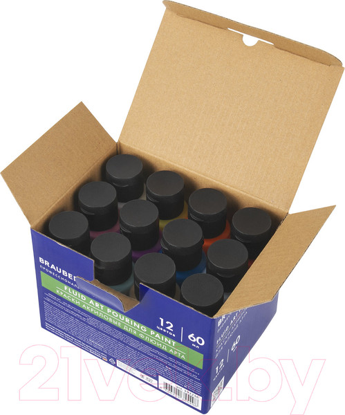 Изображение товара Акриловые краски Brauberg Art Classic. Флюид Арт Pouring Paint / 192236 (12цв)