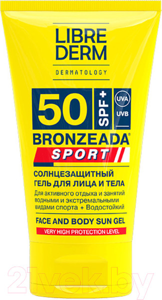 Изображение товара Гель солнцезащитный Librederm Bronzeada Sport Для лица и тела SPF50 (150мл)