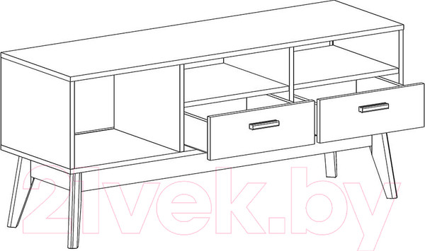 Изображение товара Тумба Мебельград Калгари ТВ 128х40х57 (дуб натуральный светлый/белый матовый)