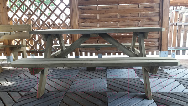 Изображение товара Скамья-стол садовая Массив-Древ Пикник 2000x1690xН765