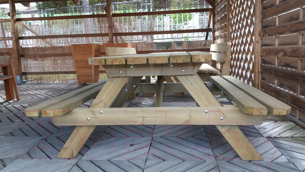 Изображение товара Скамья-стол садовая Массив-Древ Пикник 2000x1690xН765