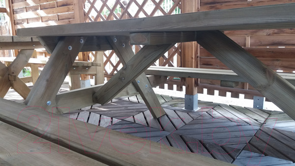 Изображение товара Скамья-стол садовая Массив-Древ Пикник 2000x1690xН765