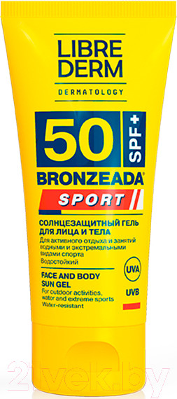 Изображение товара Гель солнцезащитный Librederm Bronzeada Sport Для лица и тела SPF50 (50мл)
