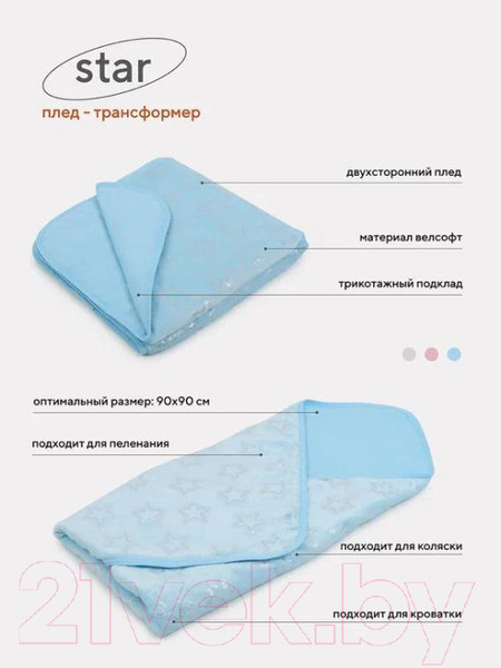 Изображение товара Плед для малышей Топотушки Star / 17/11 (голубой)