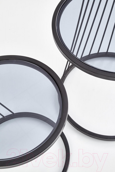 Изображение товара Комплект журнальных столиков Halmar Antilla / V-CH-ANTILLA-LAW (дымчатый/черный)