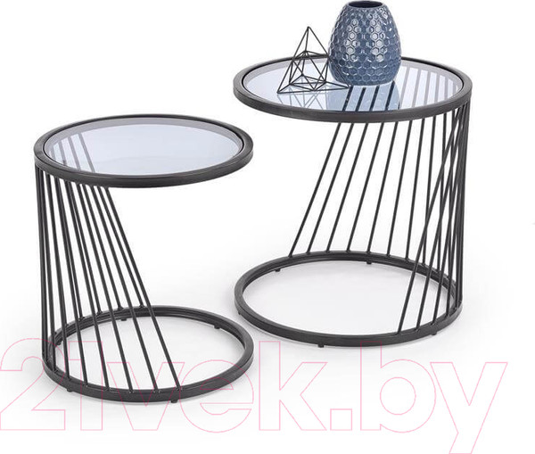 Изображение товара Комплект журнальных столиков Halmar Antilla / V-CH-ANTILLA-LAW (дымчатый/черный)